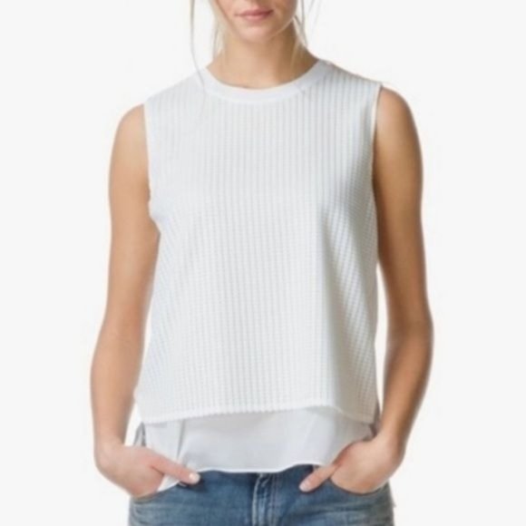 Vince Silk Mesh Overlay Top - Picture 2 of 10